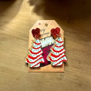 Novelty Christmas tree cake earrings
